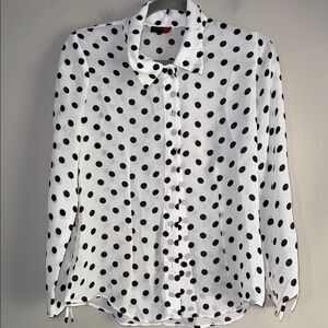 White and Black Long Sleeve Button Down Shirt